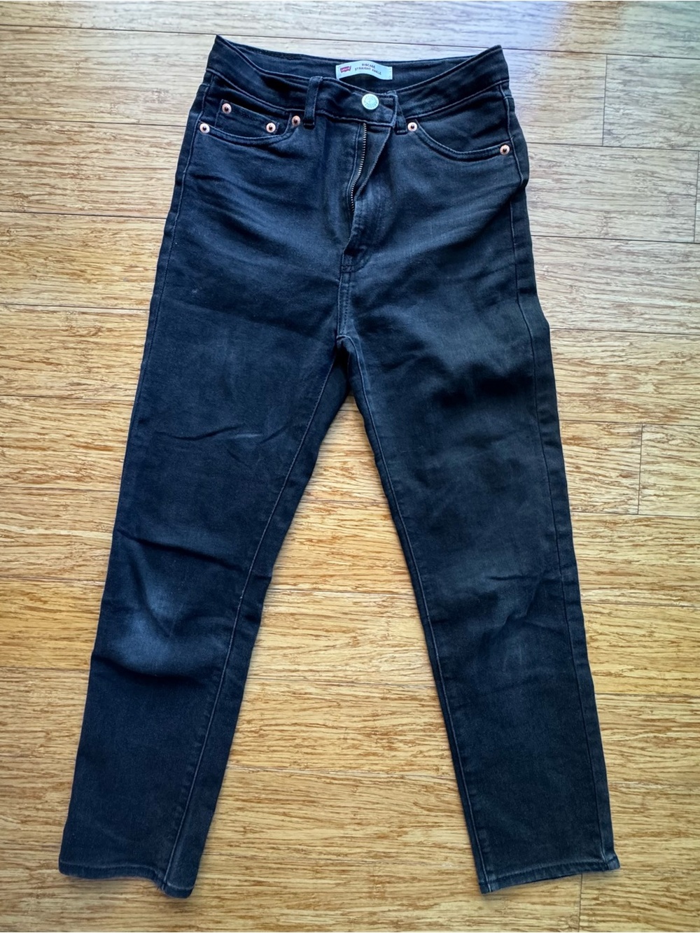 Levi’s Black Ribcage Straight Ankle Jean girls 12Reg adjustable waistband